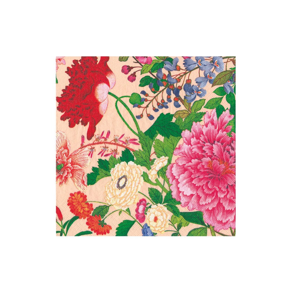 A Profusion of Flowers, Shell Pink - Caspari Cocktail Napkin