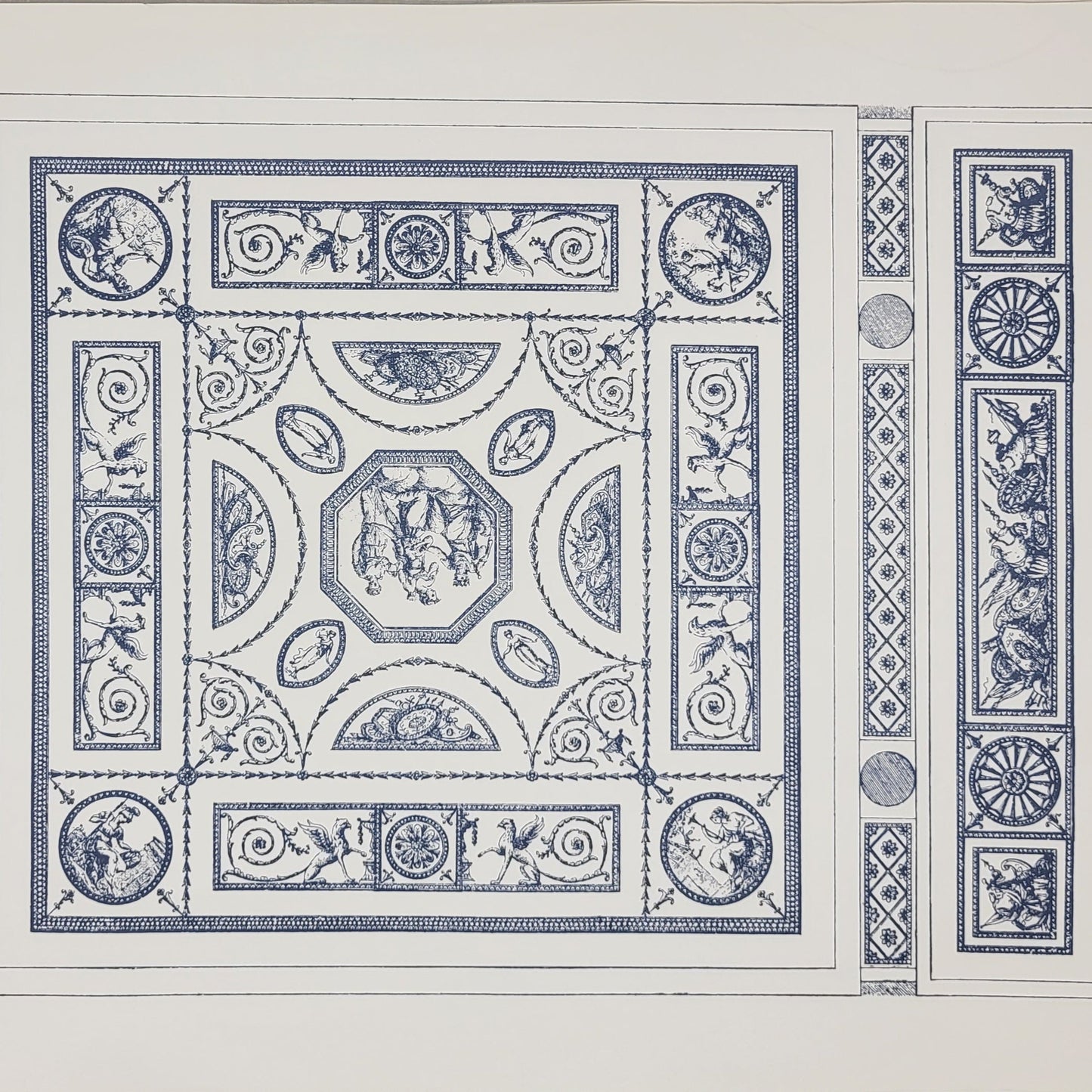 Roman Theme Patterned Ceiling in Blue