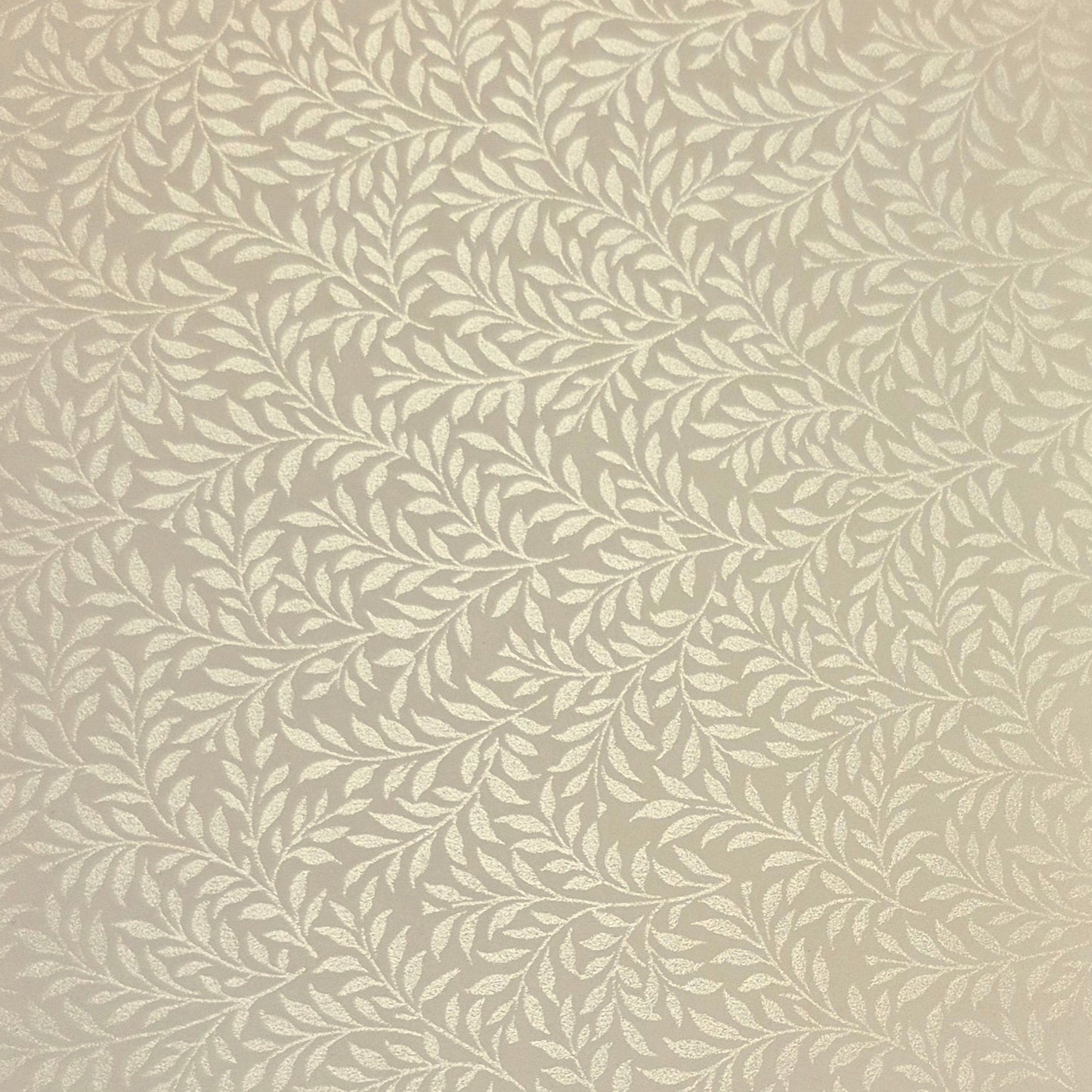 Ivory on Ivory Leaf Pattern - Satin Finish Wallpaper - 1/12 Scale Dollhouse Miniature