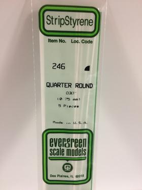 Evergreen Quarter Round .030" - Opaque White Polystyrene - #246