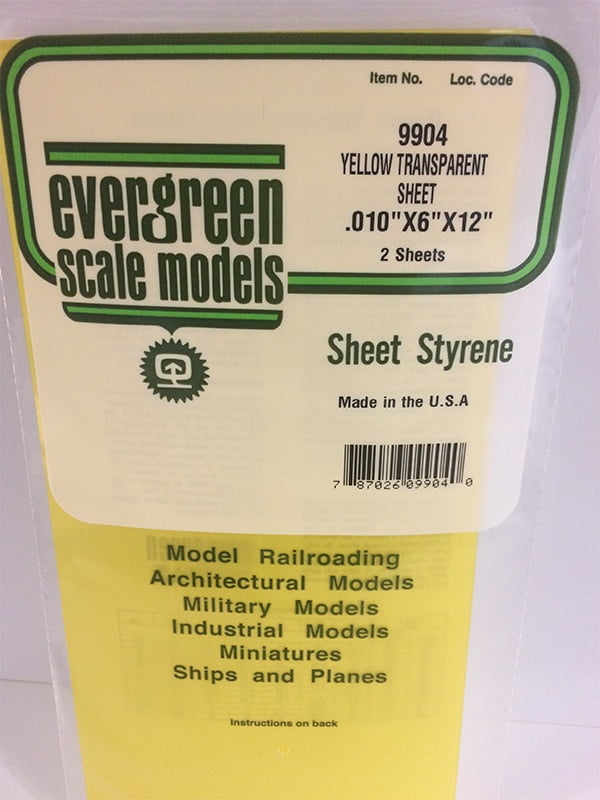 Evergreen Yellow Transparent Sheet - .010x6x12" - Polystyrene - #9904
