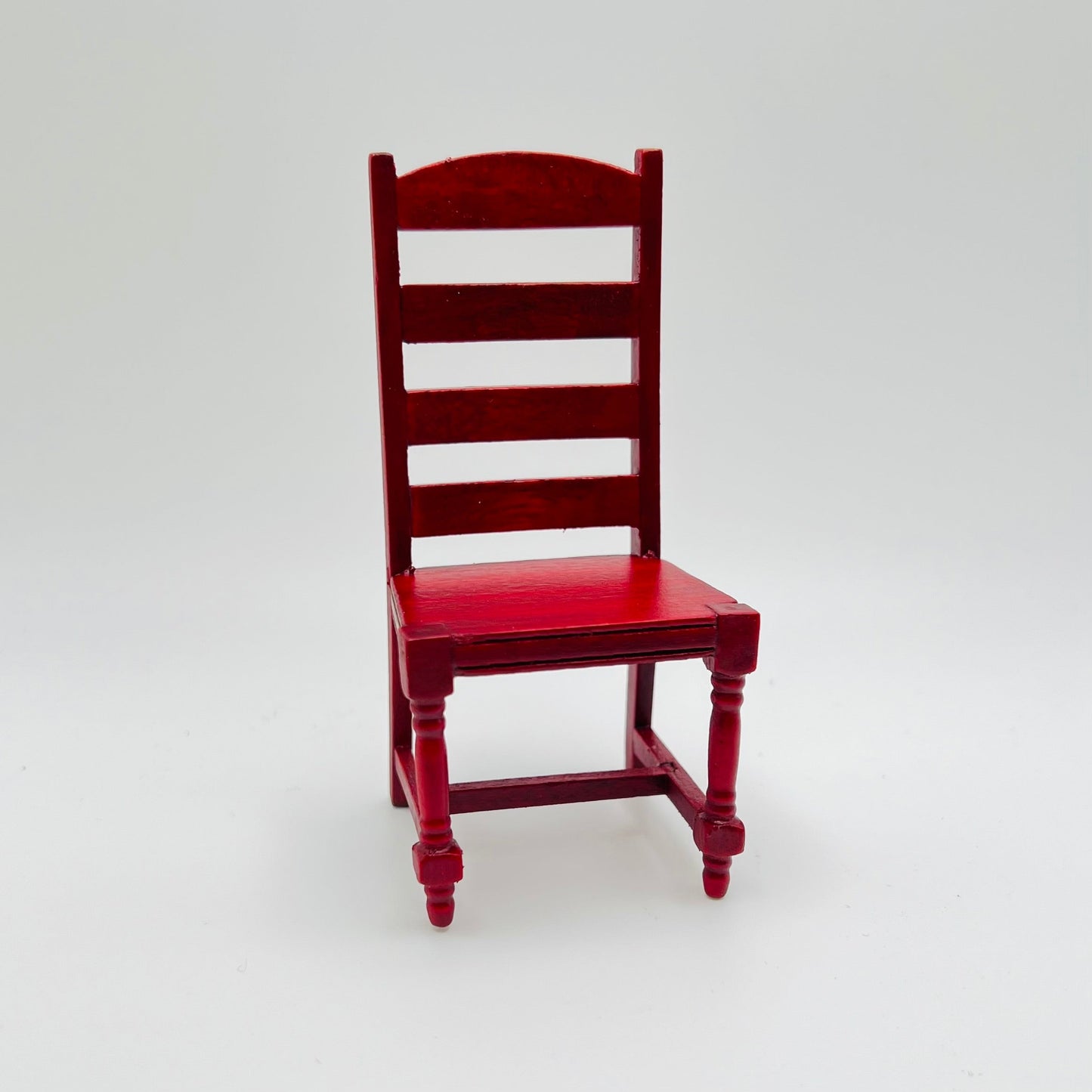 Ladder Back Side Chair - Mahogany - 1/12 Scale Dollhouse Miniature