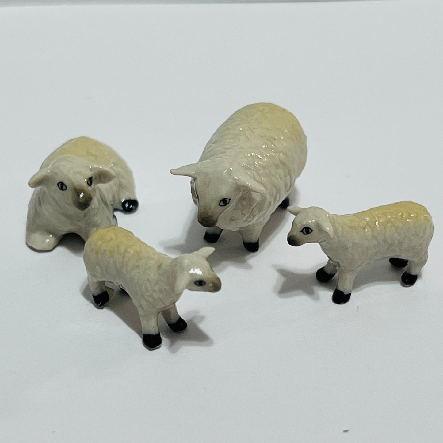 Set of 4 Vintage Sheep/Lambs - Bone China - 1/12 Scale Dollhouse Miniature