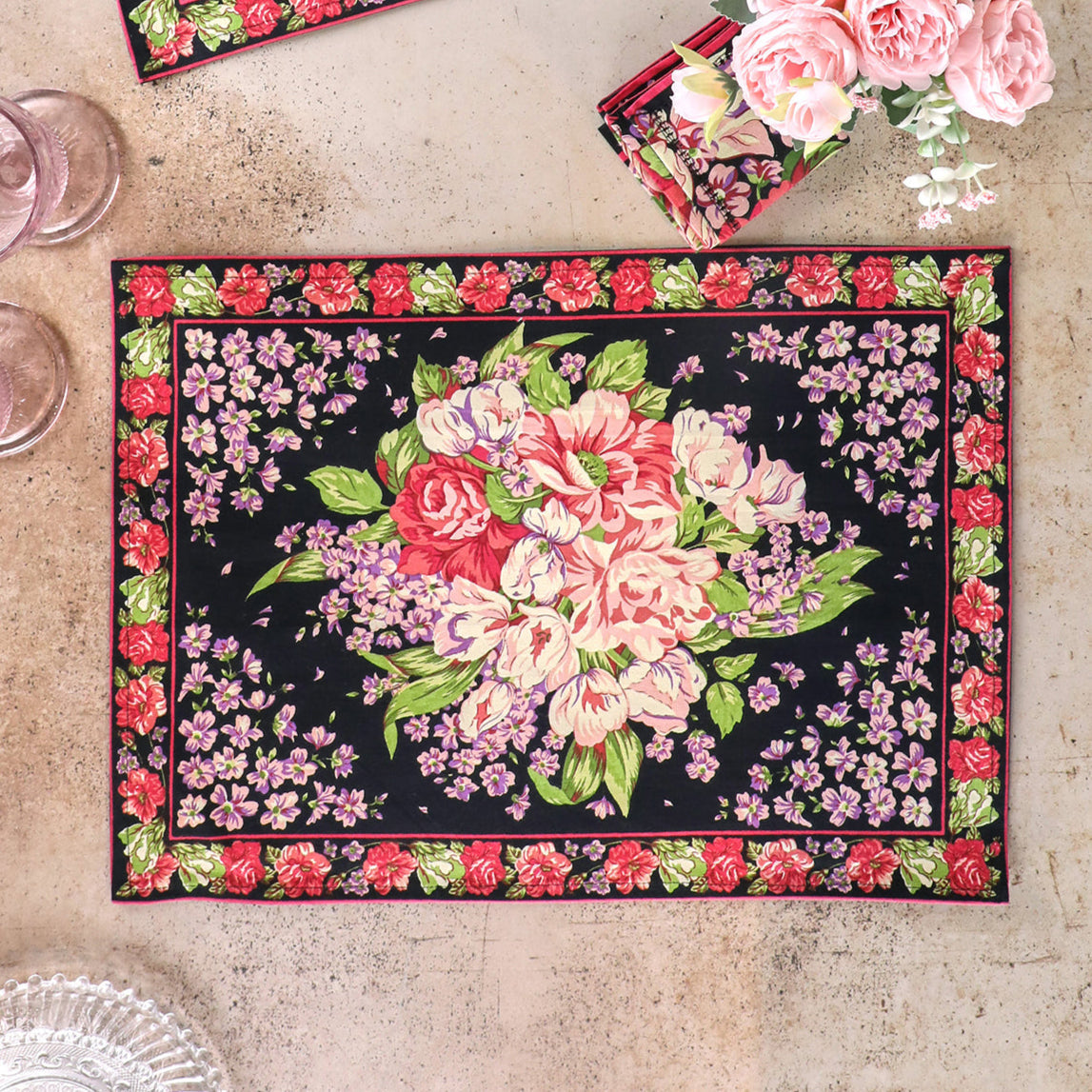 April Cornell - Blanche Black Placemat