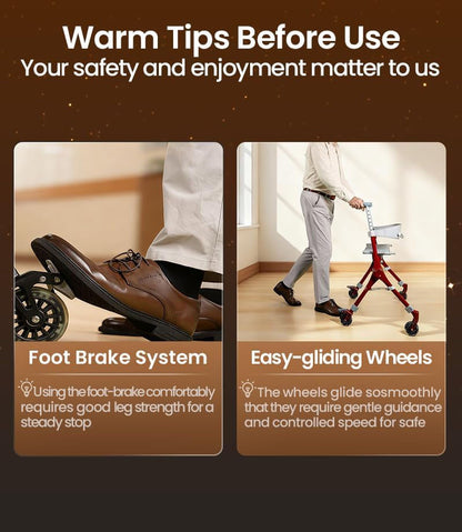 Ultra Lightweight Foldable Rollator for Adults – Z35 Walkers with Dual X-Design Supports 300 lbs Includes Carry Bag