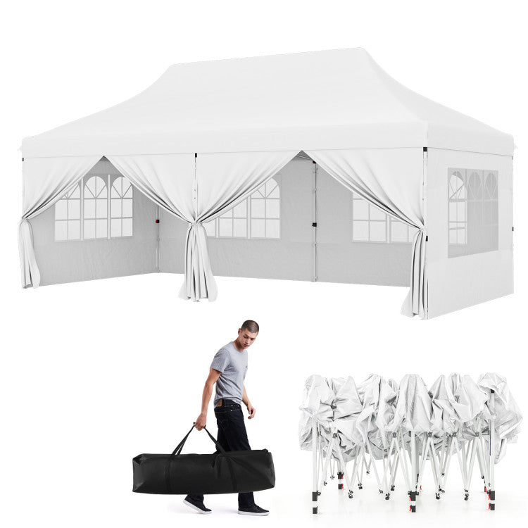 🔥[Hot sale]🔥10x20Pop up Canopy Tent with 6 sidewalls Commercial Heavy Duty Canopy UPF 50+ All Weather Waterproof Outdoor Wedding Party Tents