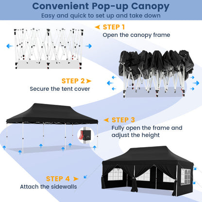 🔥[Hot sale]🔥10x20Pop up Canopy Tent with 6 sidewalls Commercial Heavy Duty Canopy UPF 50+ All Weather Waterproof Outdoor Wedding Party Tents