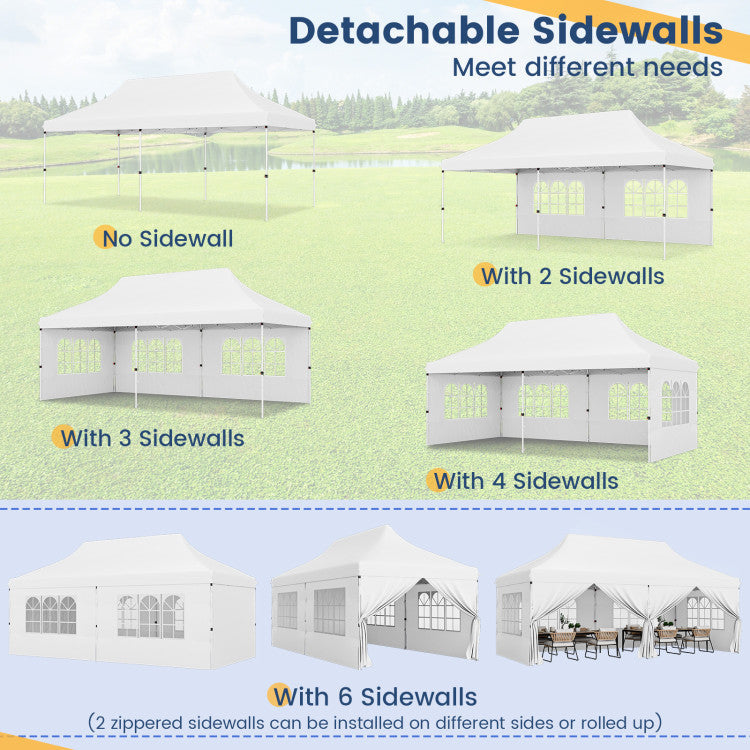 🔥[Hot sale]🔥10x20Pop up Canopy Tent with 6 sidewalls Commercial Heavy Duty Canopy UPF 50+ All Weather Waterproof Outdoor Wedding Party Tents