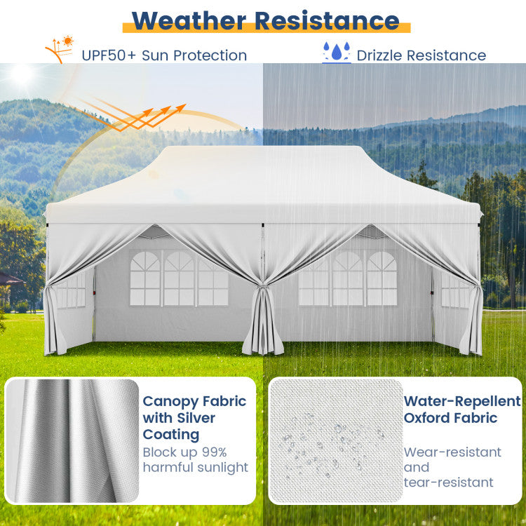 🔥[Hot sale]🔥10x20Pop up Canopy Tent with 6 sidewalls Commercial Heavy Duty Canopy UPF 50+ All Weather Waterproof Outdoor Wedding Party Tents
