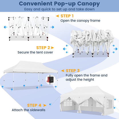🔥[Hot sale]🔥10x20Pop up Canopy Tent with 6 sidewalls Commercial Heavy Duty Canopy UPF 50+ All Weather Waterproof Outdoor Wedding Party Tents