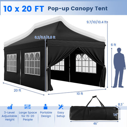 🔥[Hot sale]🔥10x20Pop up Canopy Tent with 6 sidewalls Commercial Heavy Duty Canopy UPF 50+ All Weather Waterproof Outdoor Wedding Party Tents