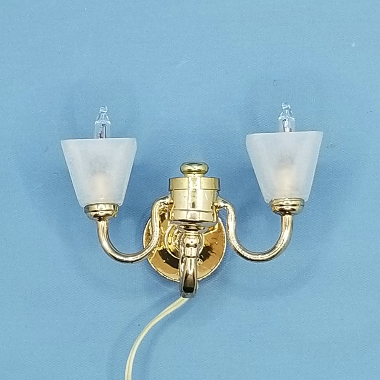 Double Frosted Square Wall Sconce - 1/12 Scale - Dollhouse Lighting