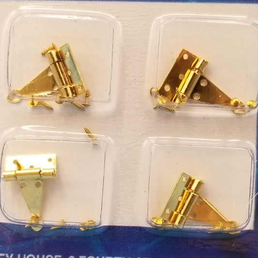 T-Hinges with Nails - Set of 4 - 1/12 Scale Dollhouse Miniature