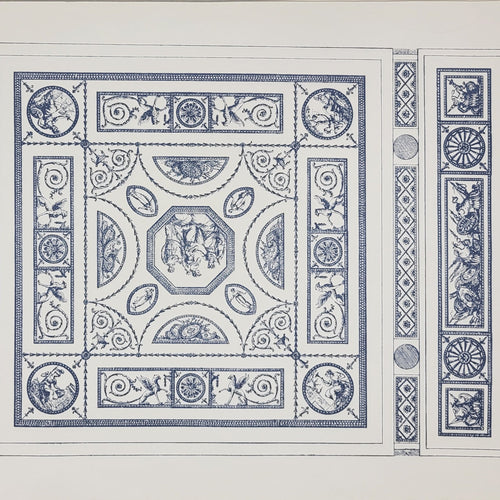 Roman Theme Patterned Ceiling in Blue