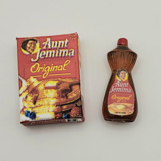 Aunt Jemima Pancake Mix and Syrup - 1/12 Scale Dollhouse Miniature
