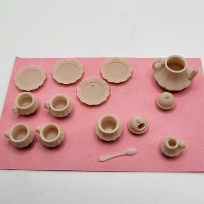Bell Shape Teapot Set - 3D Printed Kit - Ivette Orellana - 1/12 Scale Dollhouse Miniature