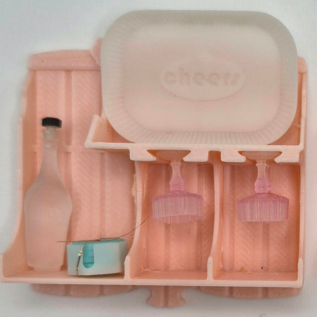 Beverage Serving Tray (P) - 3D Printed Kit - Ivette Orellana - 1/12 Scale Dollhouse Miniature