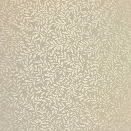 Ivory on Ivory Leaf Pattern - Satin Finish Wallpaper - 1/12 Scale Dollhouse Miniature