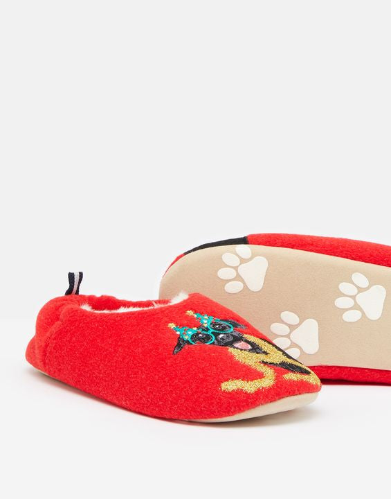 Christmas Dog Appliqueâ Felt Mule Slippers - Select Size