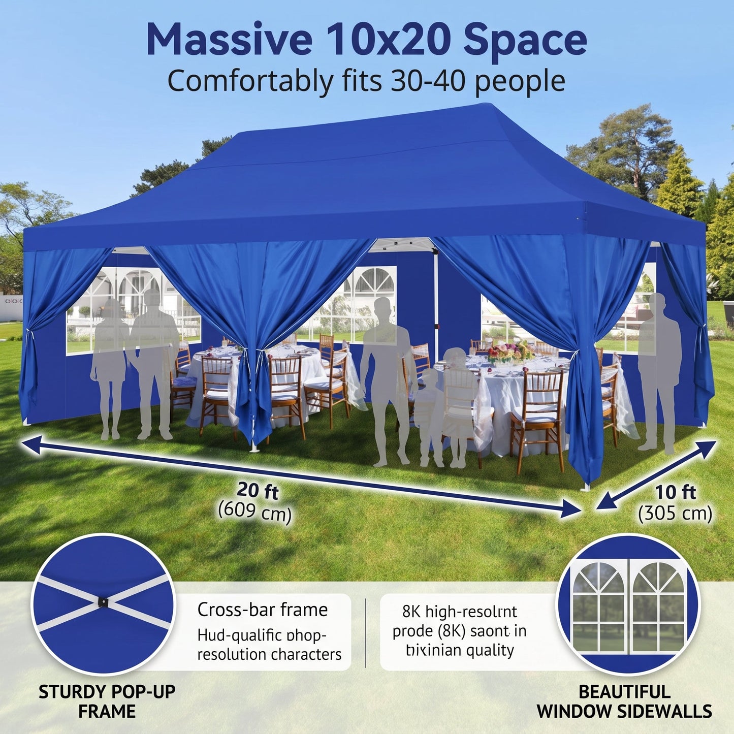 🔥[Hot sale]🔥10x20Pop up Canopy Tent with 6 sidewalls Commercial Heavy Duty Canopy UPF 50+ All Weather Waterproof Outdoor Wedding Party Tents