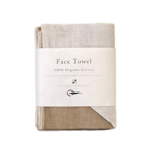 Nawrap Organic Cotton Face Towel - Ivory/Brown