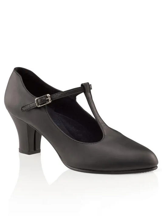 750 Black - Womenâs Jr Footlight T-Strap Character Shoe - Select Size