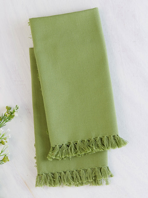 April Cornell - Green Essential Fringed Napkins, Set of 4
