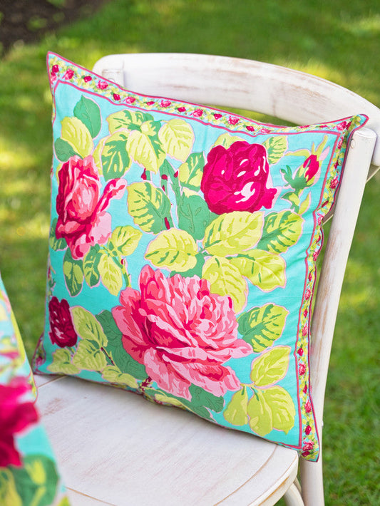 April Cornell - Austen Rose Cushion Cover - Turquoise