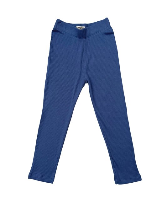Blue Ribbed Leggings