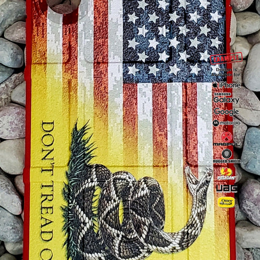 CLEARANCE - Custom Printed Apple iPhone X/Xs US Camo Flag Don't Tread on Me Design on Red Rugged Shield Case
