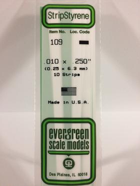Evergreen .010" x .250" White Strip - Polystyrene - #109