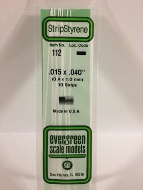 Evergreen .015" x .040" White Strip - Polystyrene - #112