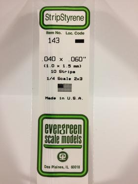 Evergreen .040" x .060" White Strip - Polystyrene - #143