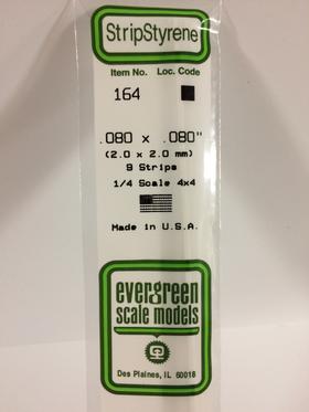 Evergreen .080" x .080" White Strip - Polystyrene - #164