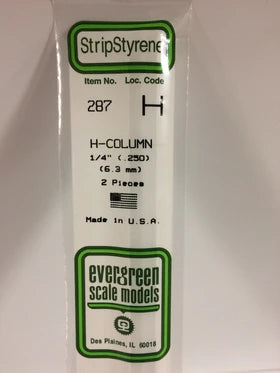 Evergreen H Column .250" - Opaque White Polystyrene - #287