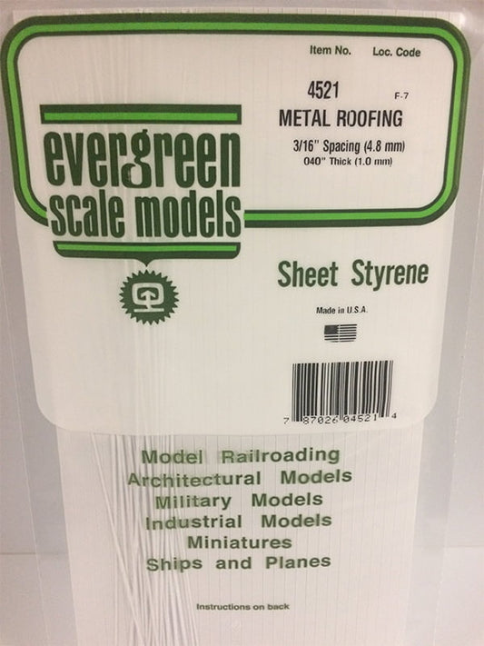 Evergreen Seam Roof - 3/16" - Opaque White Polystyrene - #4521