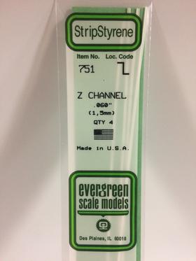 Evergreen Z Channel 1.5MM - Opaque White Polystyrene - #751