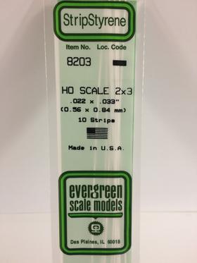 Evergreen HO Strips - 2" x 3" - Opaque White Polystyrene - #8203