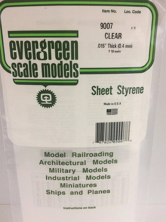 Evergreen Clear Sheet .015" - 6x12 - Clear Polystyrene - #9007