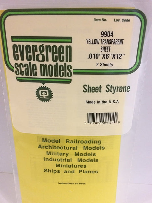 Evergreen Yellow Transparent Sheet - .010x6x12" - Polystyrene - #9904
