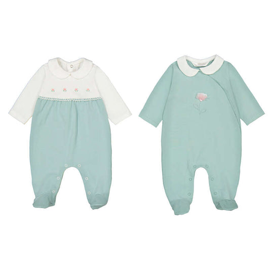 Aqua & White Long Onesie - Select Size