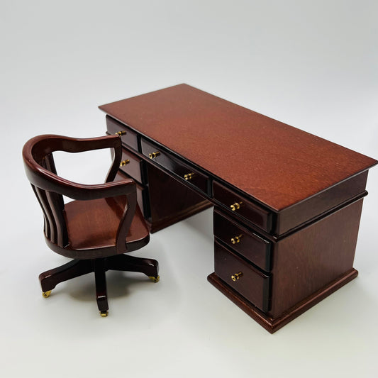 Bombay Office Desk and Chair - 1/12 Scale Dollhouse Miniature