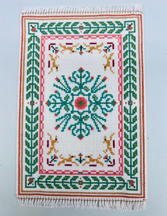 Large Cross Stitched Rug -  1/12 Scale Dollhouse Miniature