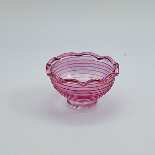 Iridescent Pink Glass Bowl - 1/12 Scale Dollhouse Miniature
