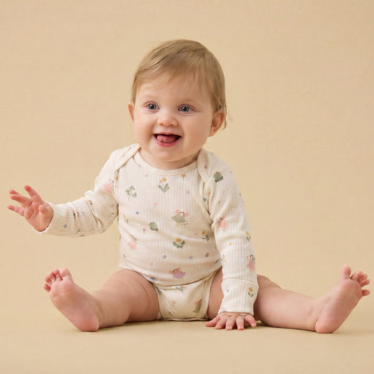 Fairy Garden Ribbed Long Sleeve Bodysuit