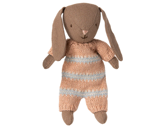Micro-Bunny, Brown with Dusty Rose Knitted Suit - Maileg