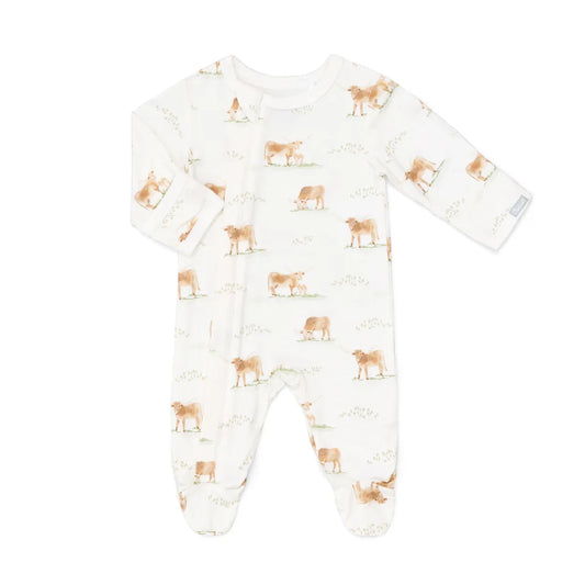 Cows Modal Boy Zipper Footie