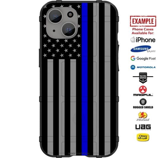 Forward or Reversed US American Flag Subdued Thin Line on Grey Custom Printed Case Design for Apple, Samsung, Google & Motorola Phone Models