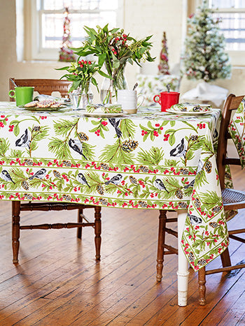 April Cornell - Chickadee Tablecloth - Ecru