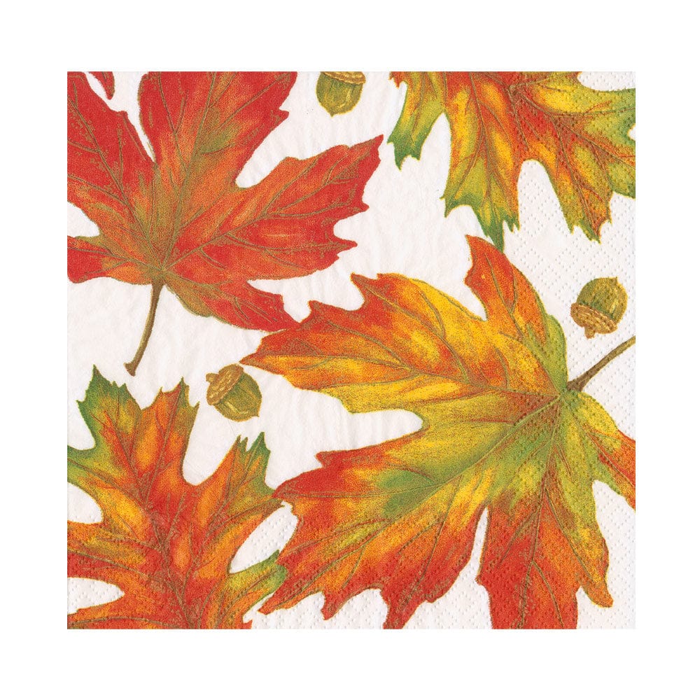 Autumn Hues White Caspari Luncheon Napkin